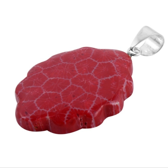 NEW Sponge Coral Fancy Pendant in Sterling Silver - Picture 6 of 7